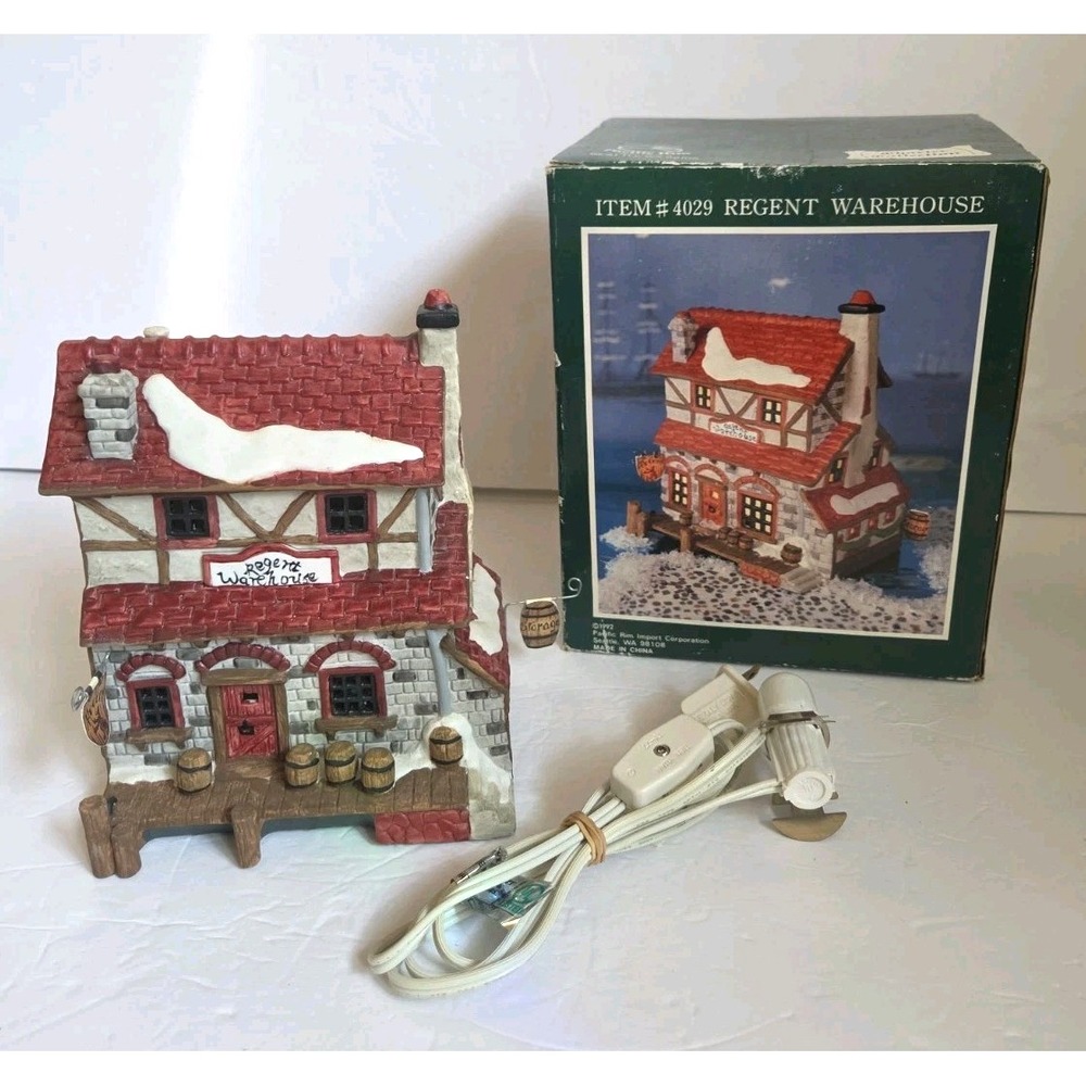 Pacific Rim Lighted Regent Warehouse Village Accessory Vintage Holiday Decor